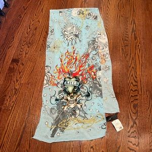 Ed hardy love kills slowly scarf / wrap light powder blue NEW